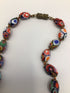 Vintage Oval Millifiore Glass Necklace 14"